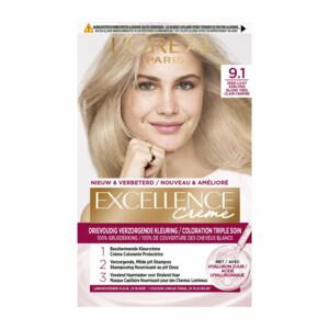 LOREAL PARIS EXCELLENCE CREME 9,1 ZEER LICHT ASBLOND
