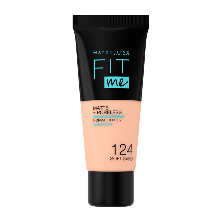 MAYBELLINE FOUNDATION  FIT ME MATTE   PORELESS 124 SOFT SAND