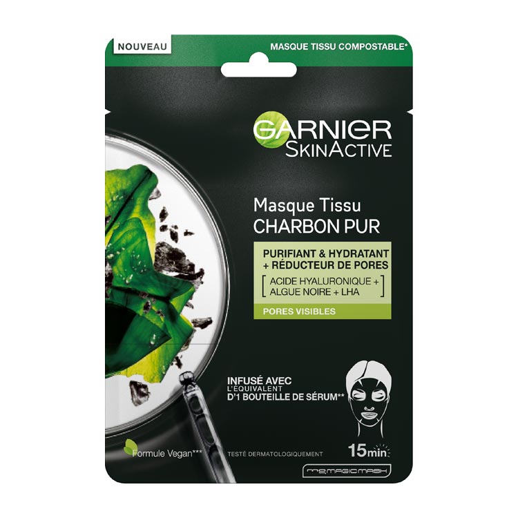 GARNIER SKIN ACTIVE MASKER TISSUES PURE CHARCOAL