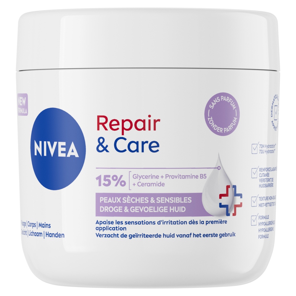 NIVEA BODYCREME REPAIR   CARE ONGEPARFUMEERD