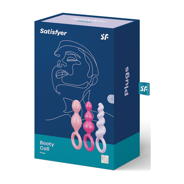 SATISFYER BOOTY CALL PLUGS SET OF 3 - PINK/PURPLE/RED