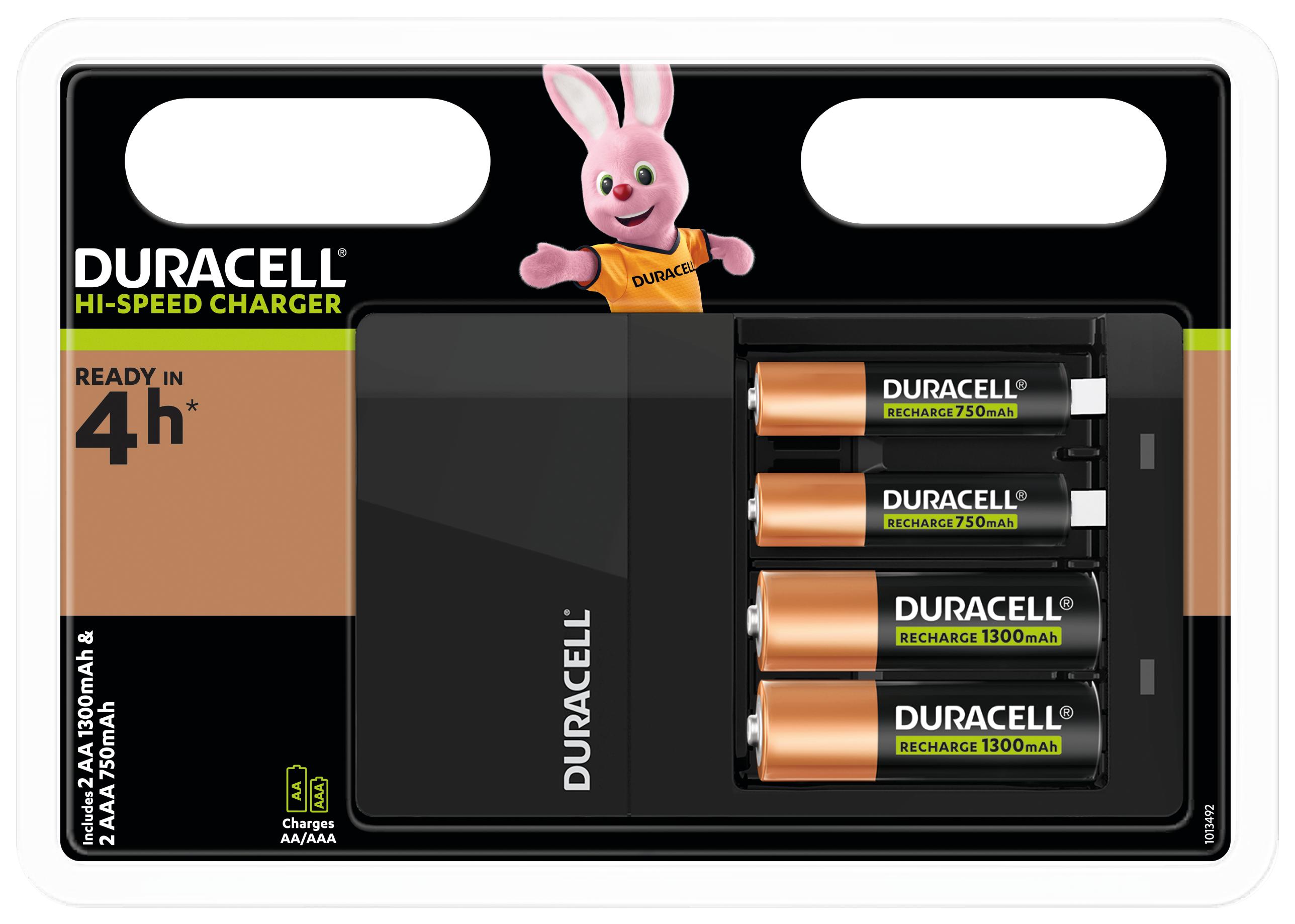 DURACELL CHARGER CEF14 INCL.2XAA1300 MAH   2XAAA 750 MAH