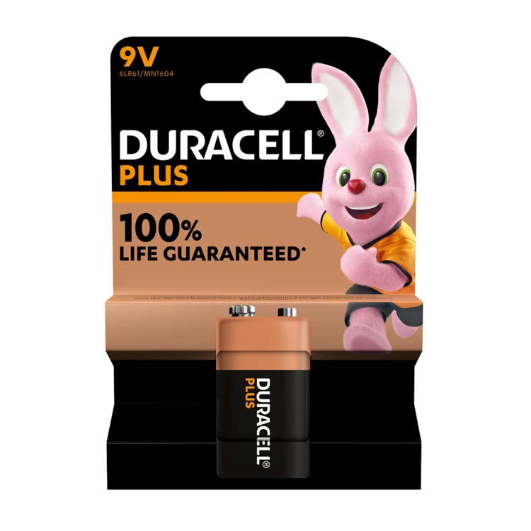 DURACELL PLUS ALKALINE 100%  9V 6LR61