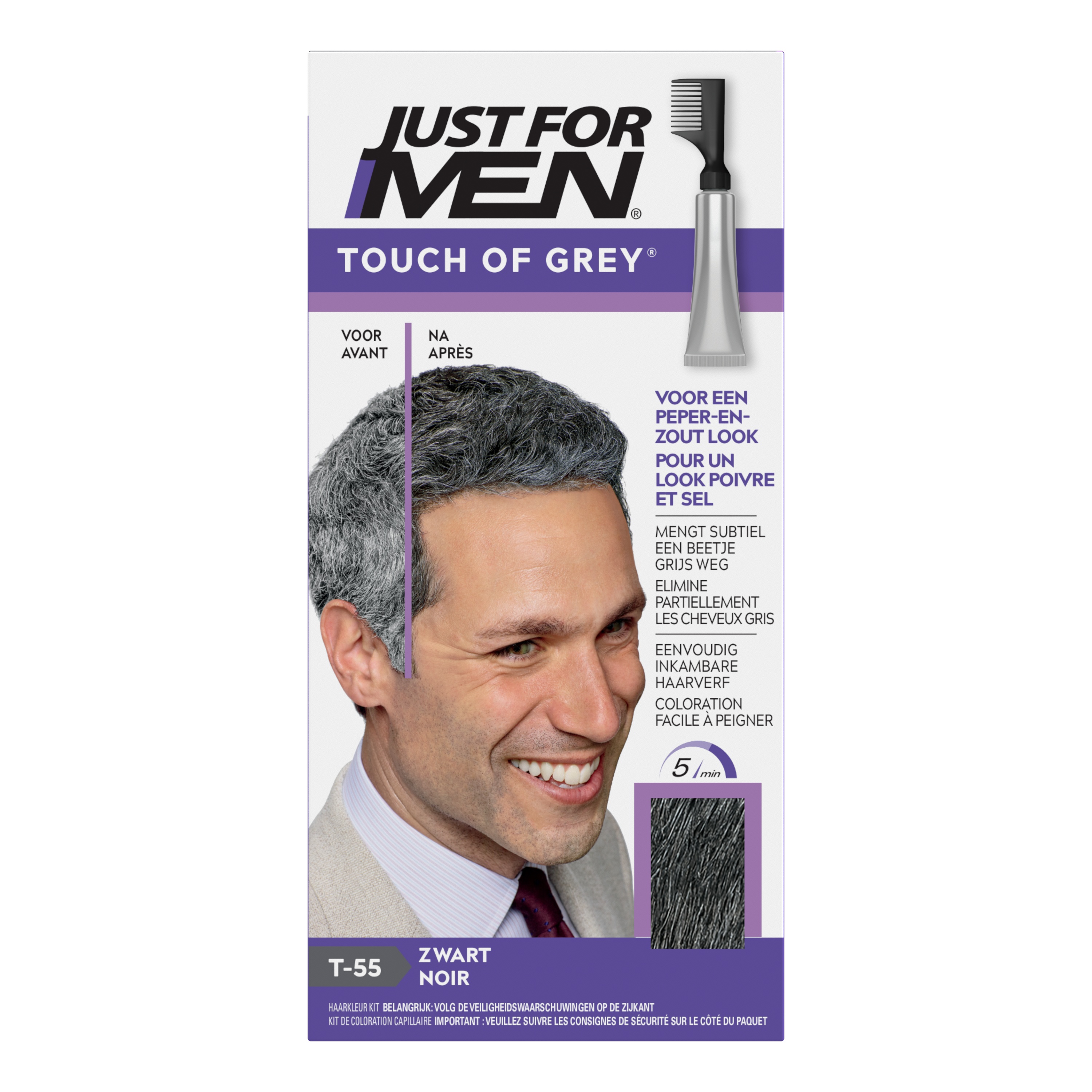 JUST FOR MEN TOUCH OF GREY T55 ZWART