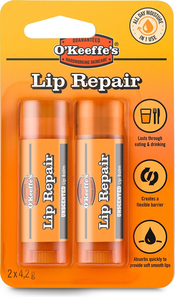O'KEEFFE'S LIP REPAIR ONGEPARFUMEERD DUO BLISTER