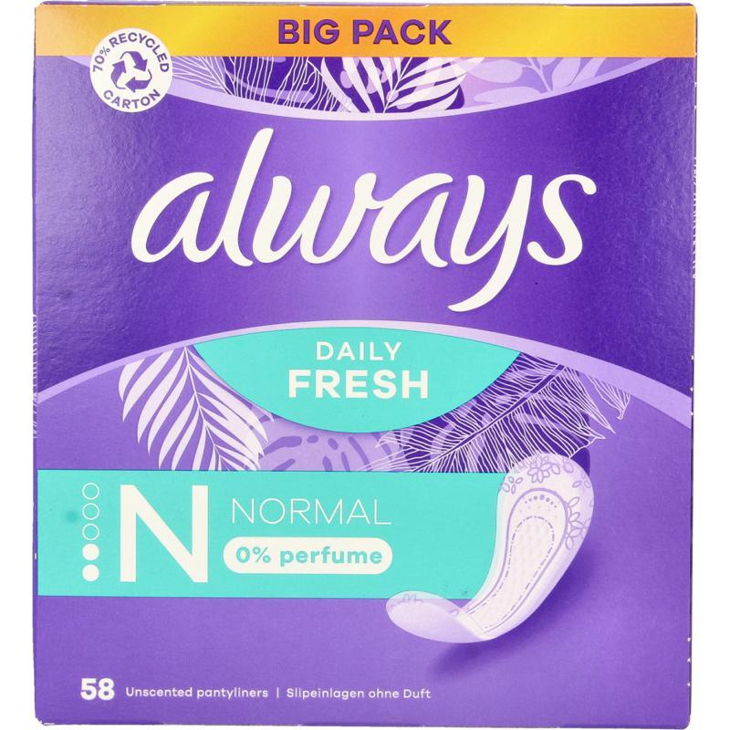ALWAYS INLEGKRUISJES DAILY FRESH NORMAL 0% PERFUME