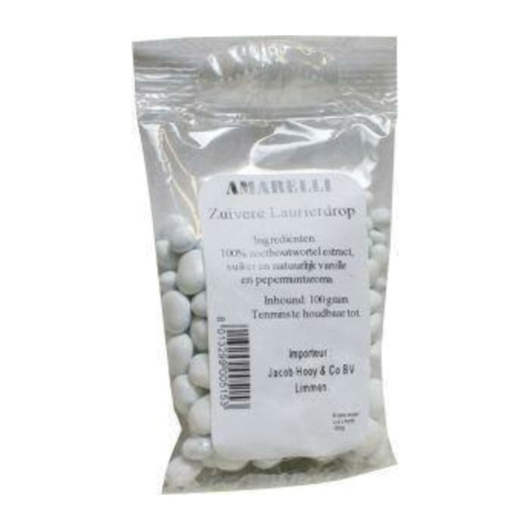 JACOB HOOY LAURIERDROP ZAKJE PEPERMUNT WIT