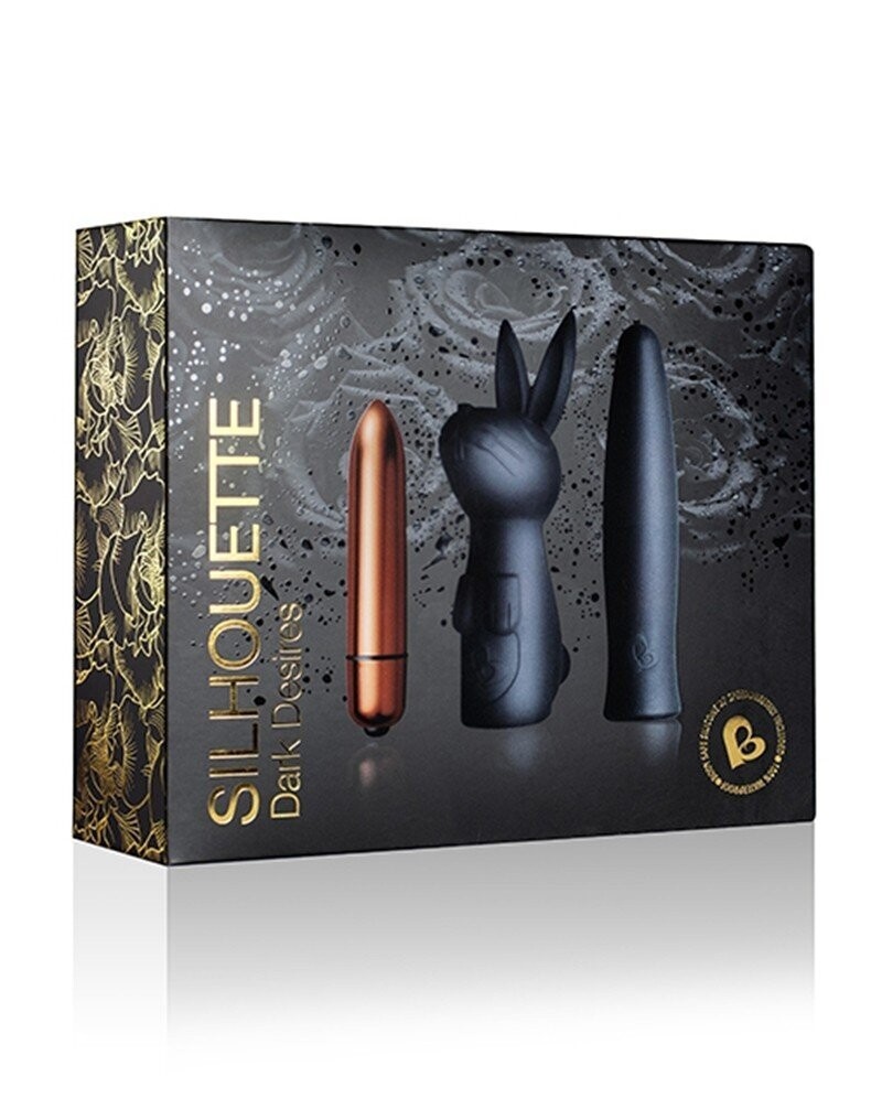 ROCKS OFF DARK DESIRES KIT BULLET VIBRATOR MET SLEEVES ZWART GOUD