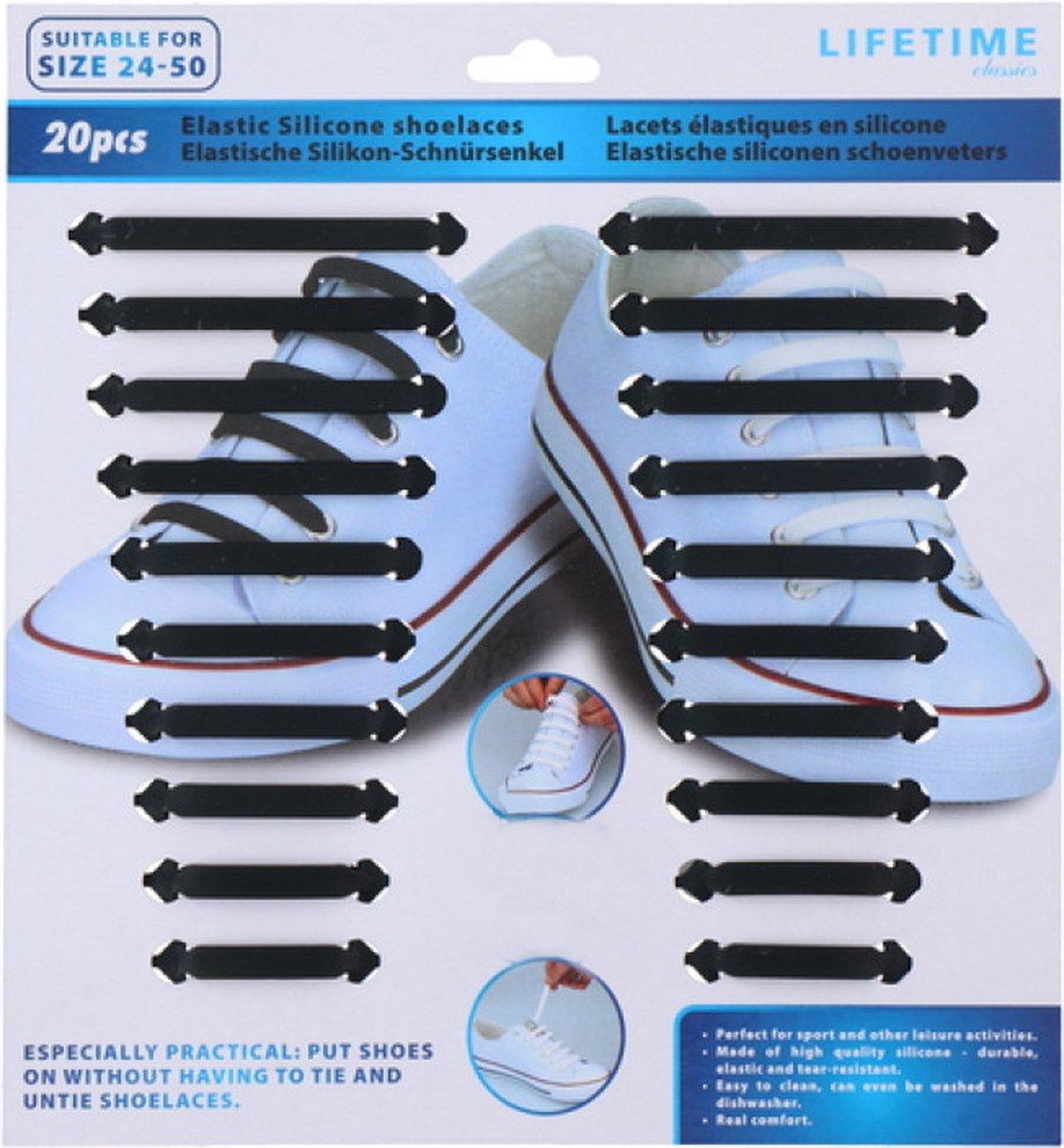 LIFETIME SCHOENVETERS ELASTIC ASSORTI ZWART EN WIT
