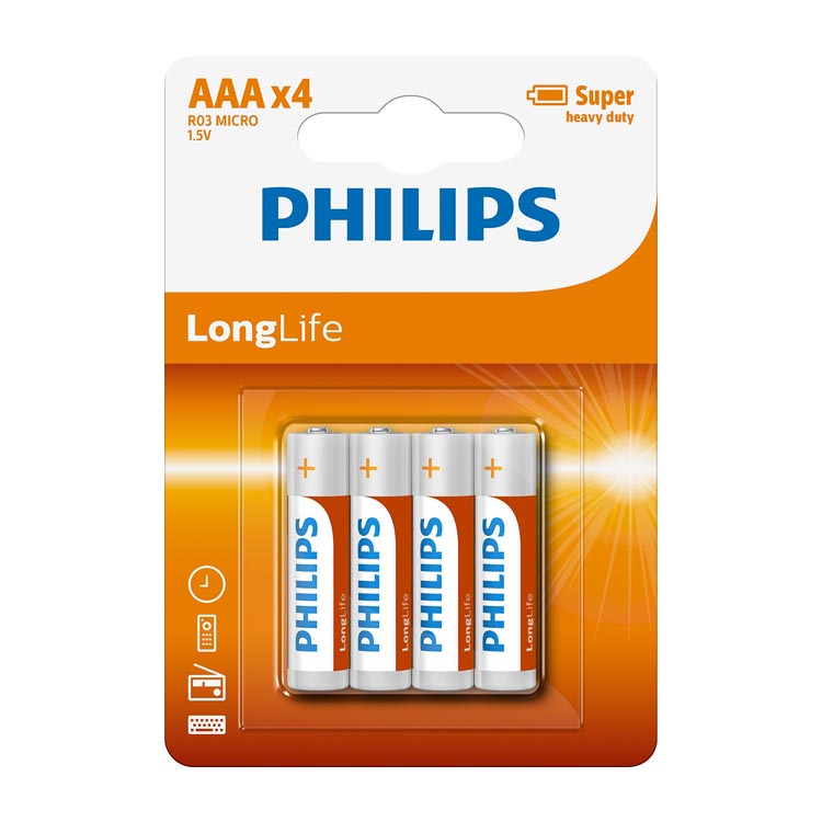 PHILIPS BATTERIJ LONGLIFE ZINC AAA R03