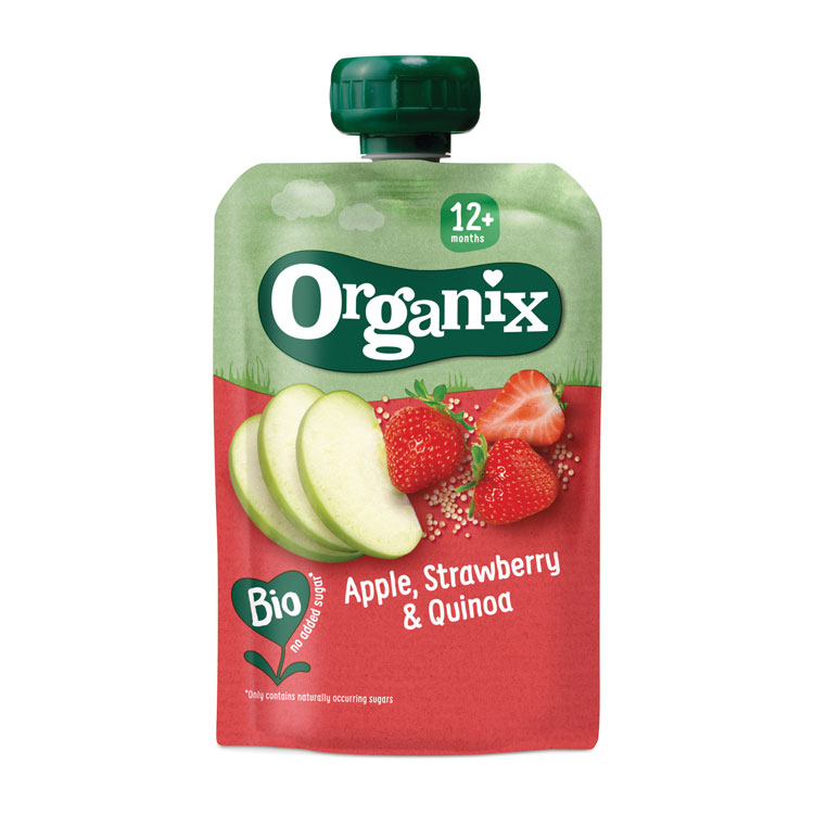 ORGANIX JUST POUCH APPEL-AARDBEI   QUINOA (12 ) -NL-BIO-01