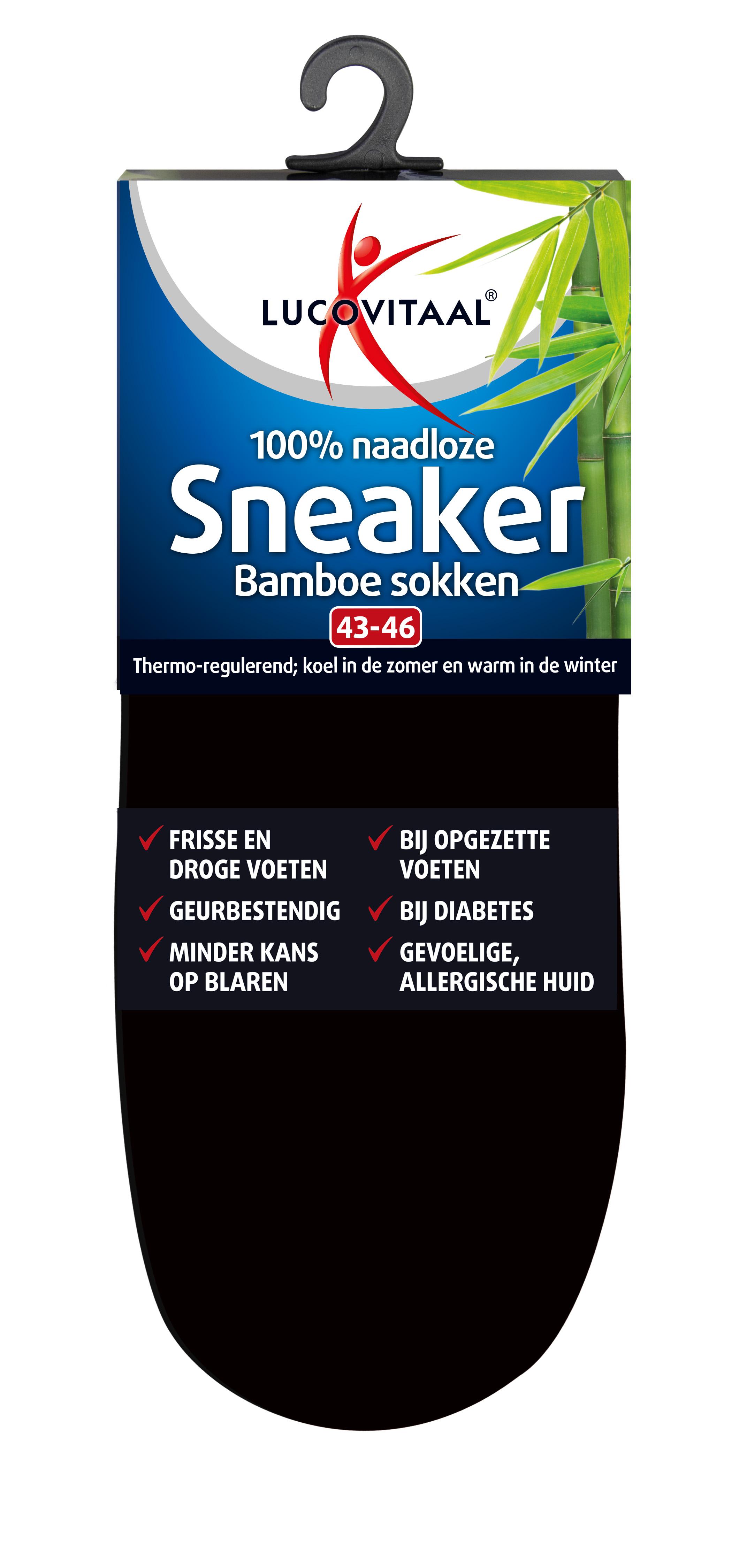 LUCOVITAAL BAMBOE SNEAKERSOK 43-46 ZWART