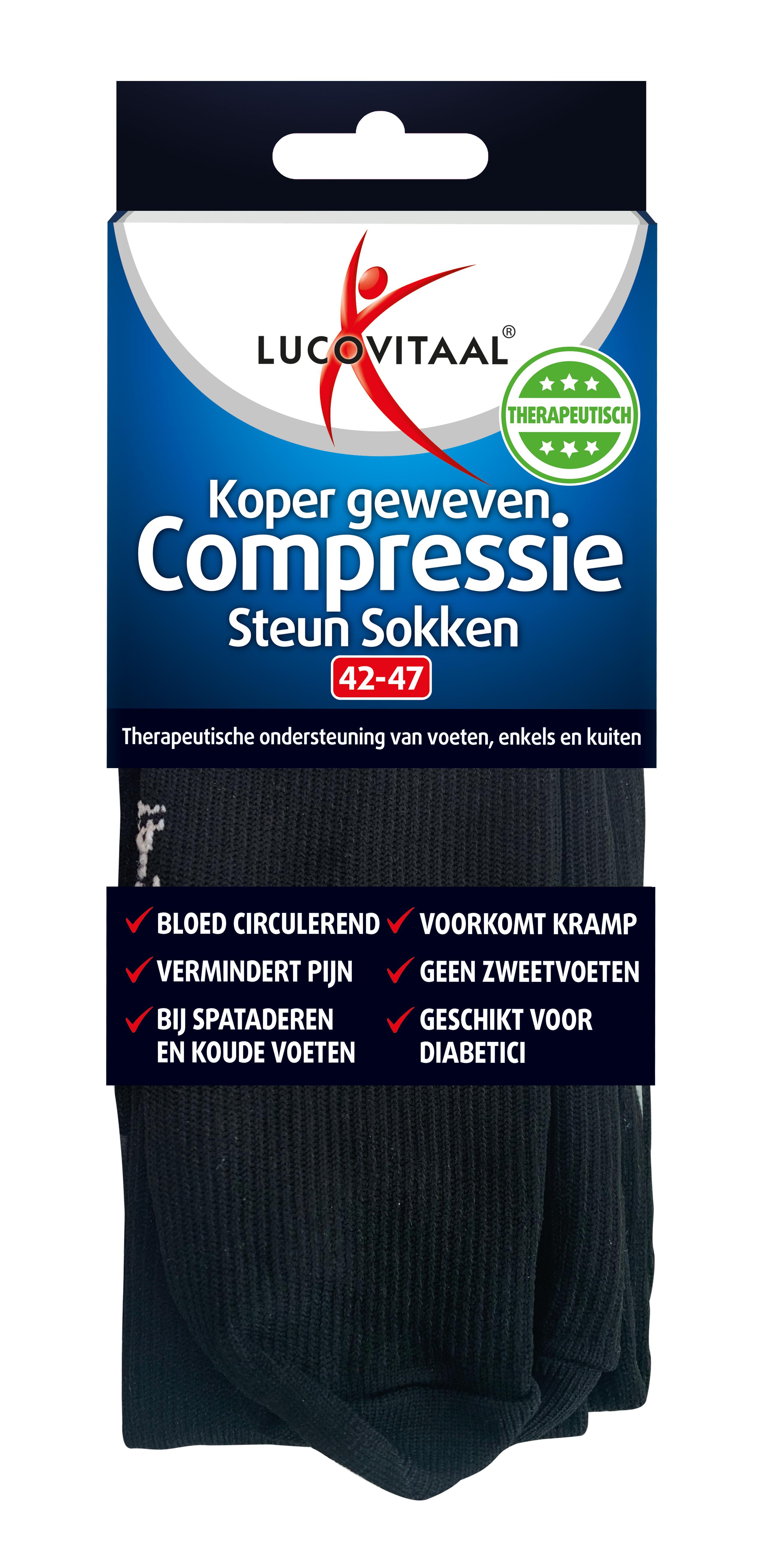 LUCOVITAAL COMPRESSIE KOPER SOK 42-47 ZWART
