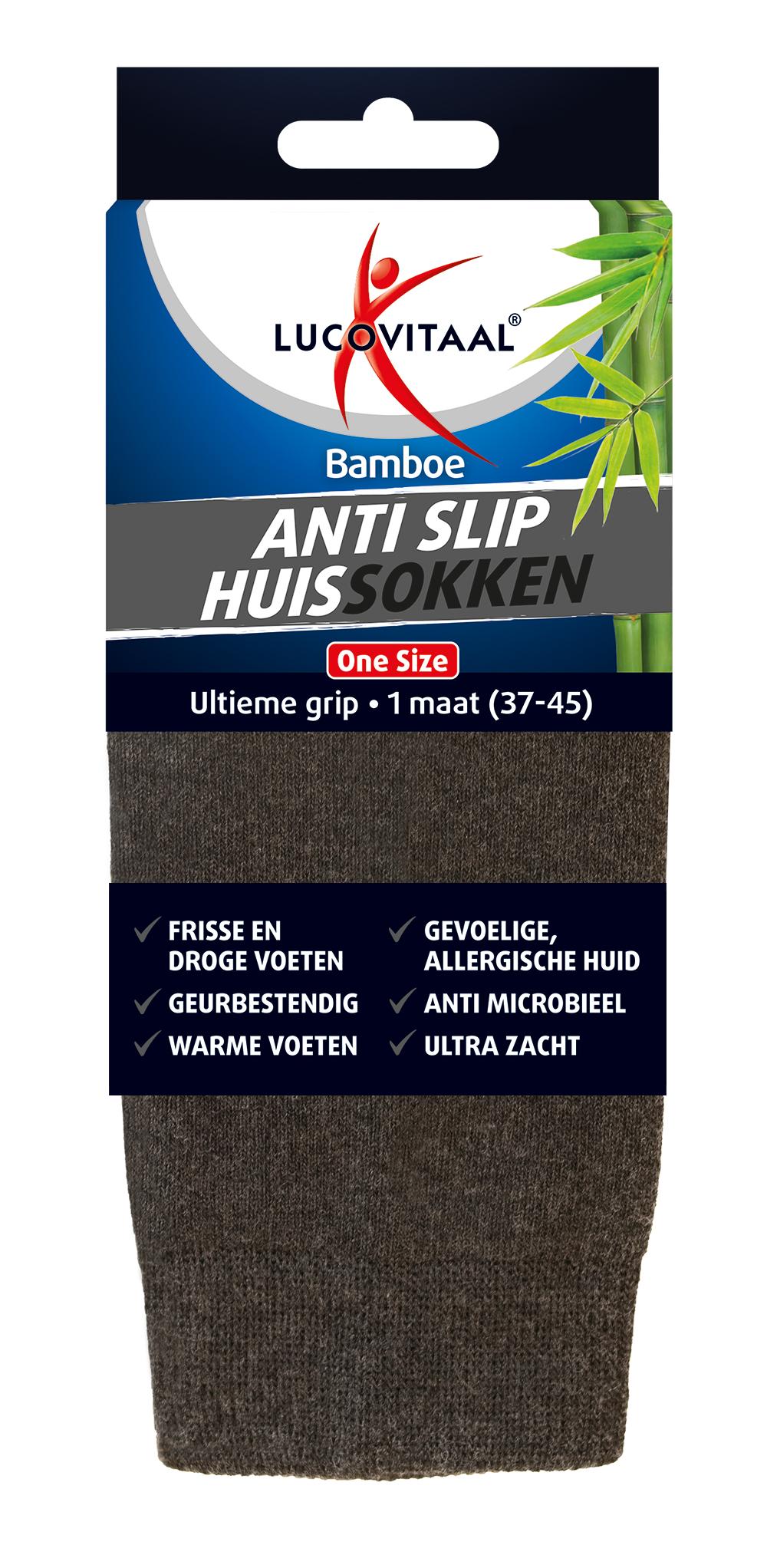 LUCOVITAAL BAMBOE HUISSOK ANTI SLIP - ONE SIZE