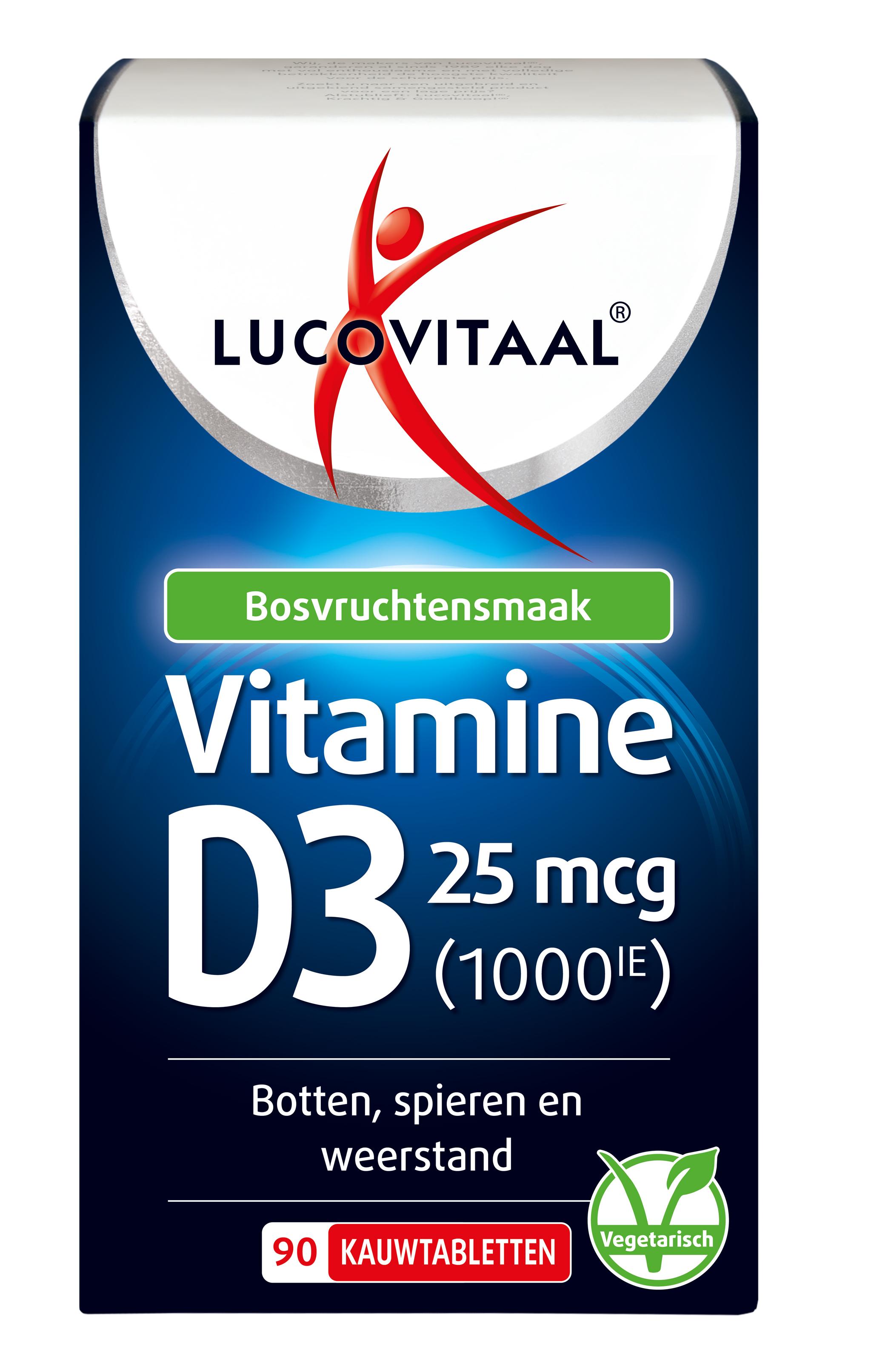 LUCOVITAAL VITAMINE D3 25MCG VEGA KAUWTABLET