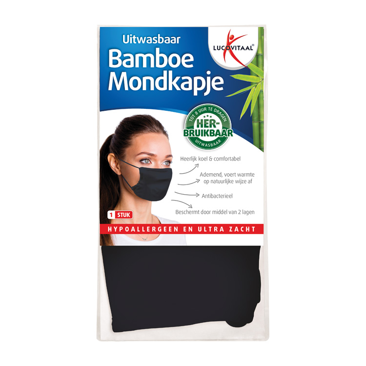 LUCOVITAAL BAMBOE MONDMASKER BLAUW HERBRUIKBAAR / WASBAAR