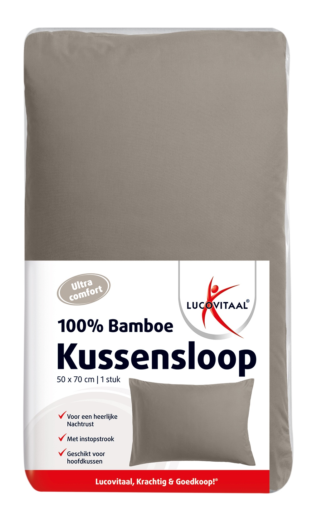 LUCOVITAAL BAMBOE KUSSENSLOOP TAUPE