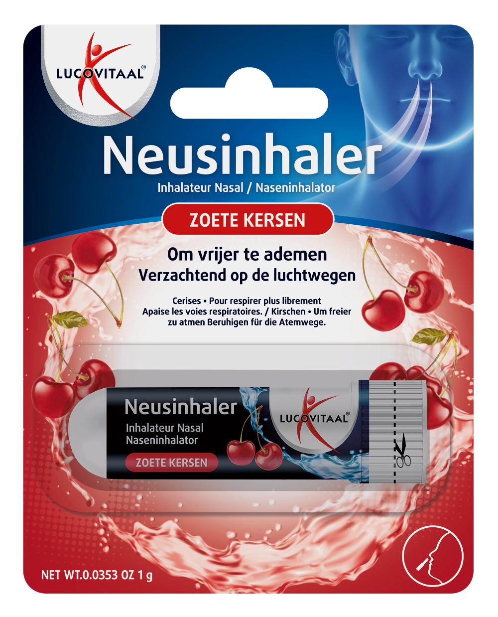 LUCOVITAAL NEUSINHALER VRIJER ADEMEN ZOETE KERSEN