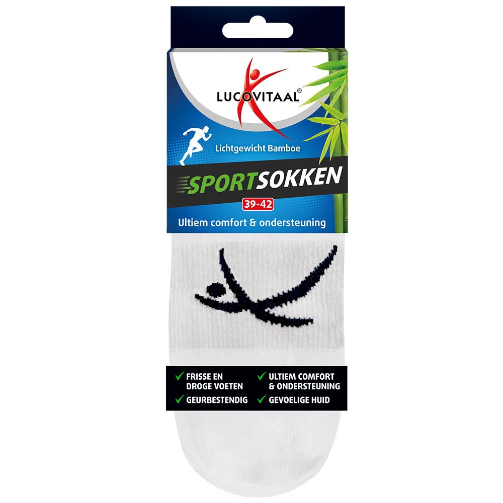 LUCOVITAAL BAMBOE SPORTSOK 39-42  WIT