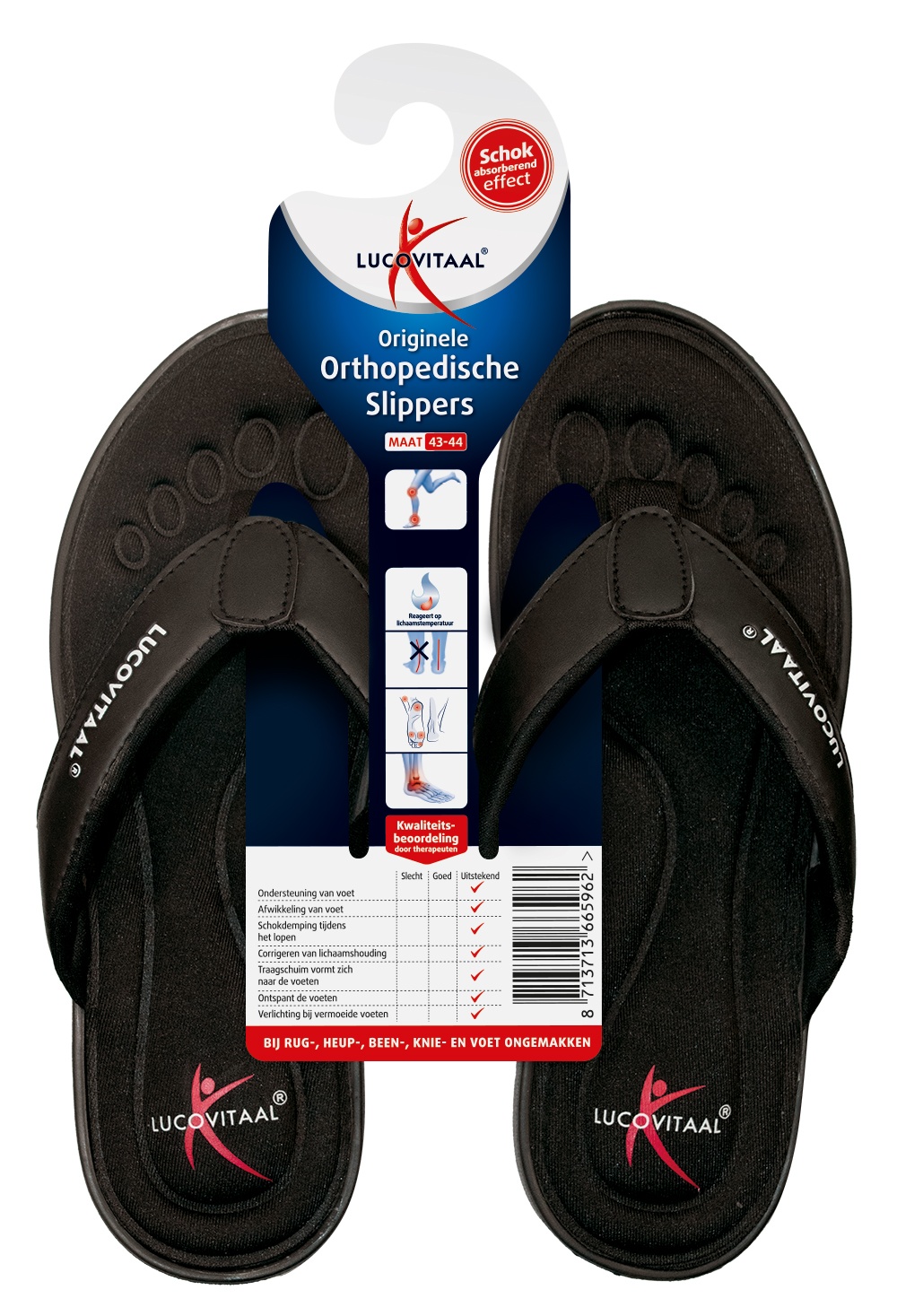 LUCOVITAAL SLIPPER ORTHOPEDISCH 43/44 ZWART