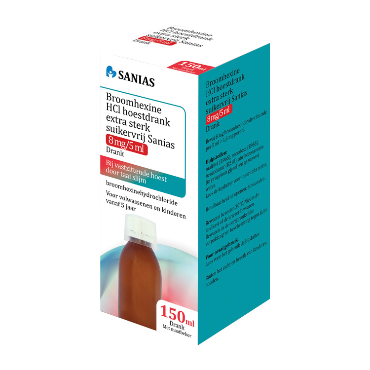 SANIAS BROOMHEXINE HCI HOESTDRANK EXTRA STERK 8MG/5ML