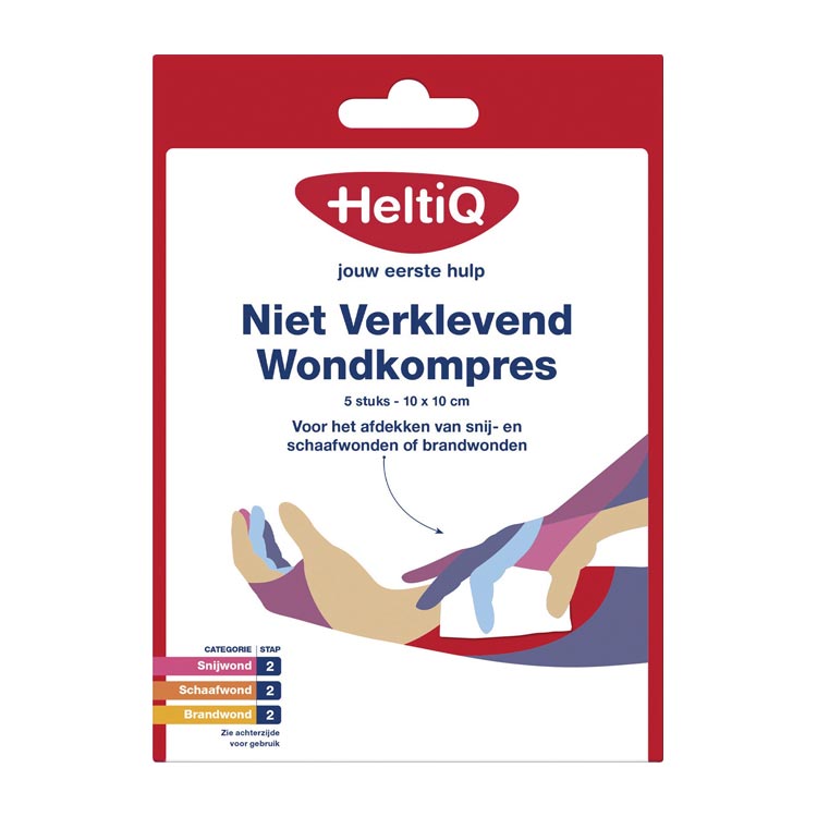 HELTIQ NIET VERKLEVEND WONDKOMPRES 10X10 CM