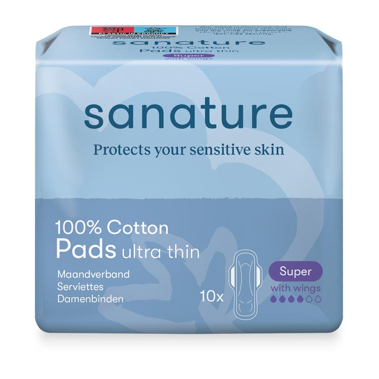 SANATURE KATOENEN MAANDVERBAND SUPER MET VLEUGELS