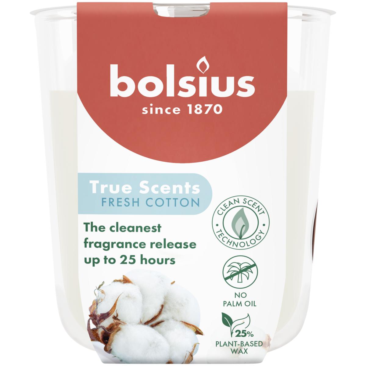 BOLSIUS GEURGLAS 80/73 TRUE SCENTS FRESH COTTON