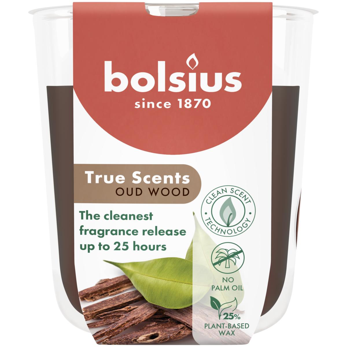 BOLSIUS GEURGLAS 80/73 TRUE SCENTS OUD WOOD