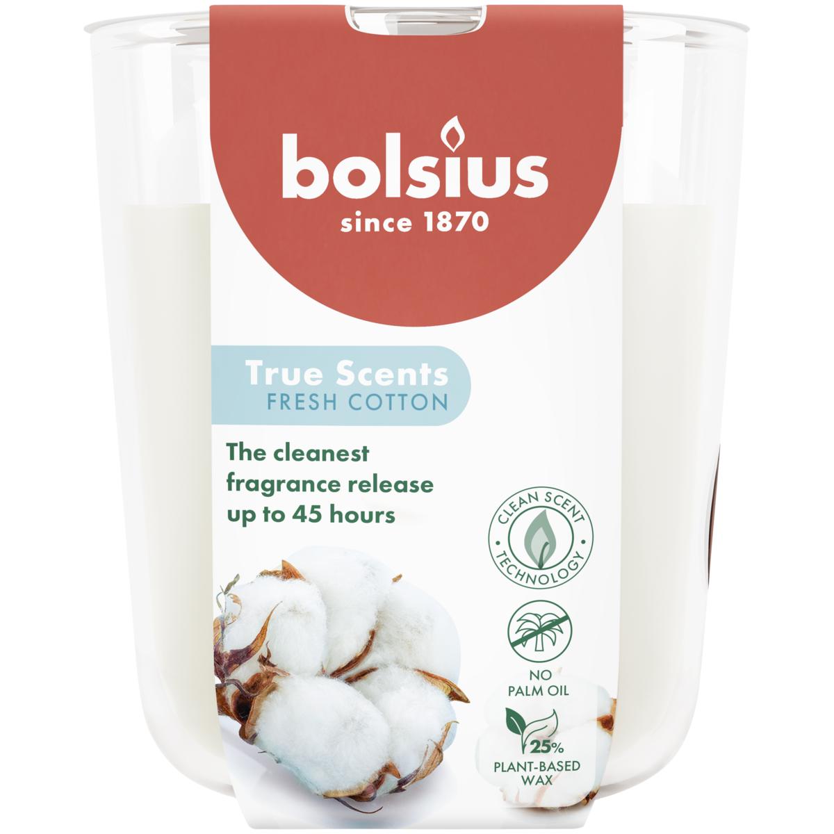 BOLSIUS GEURGLAS 97/85 TRUE SCENTS FRESH COTTON