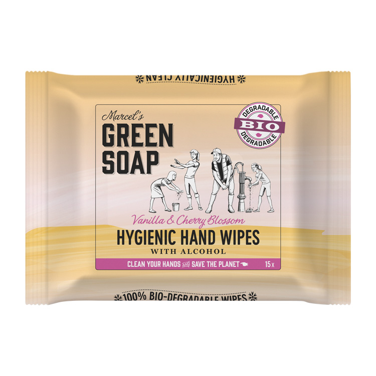 MARCEL'S GREEN SOAP HAND WIPES VANILLA   CHERRY BLOSSOM