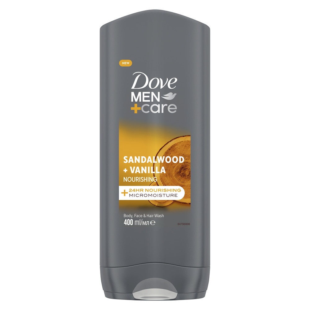 DOVE MEN   CARE SHOWER GEL SANDALWOOD   VANILLA