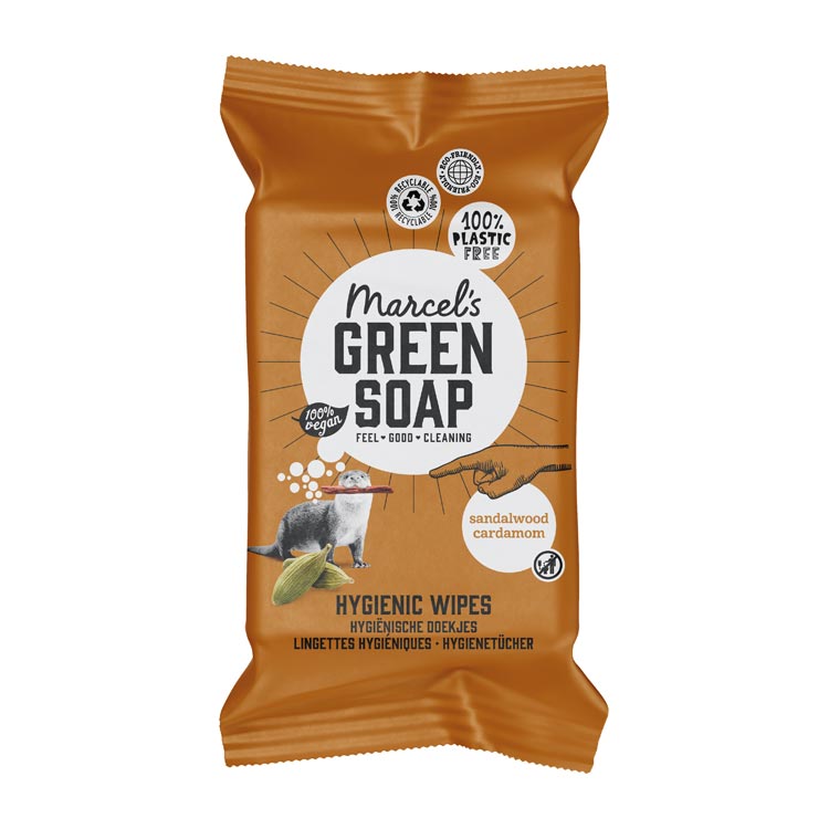 MARCEL'S GREEN SOAP CLEANING WIPES SANDELHOUT   KARDEMOM