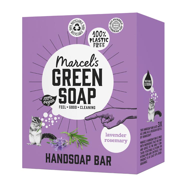 MARCEL'S GREEN SOAP HANDZEEP BAR LAVENDEL   ROZEMARIJN