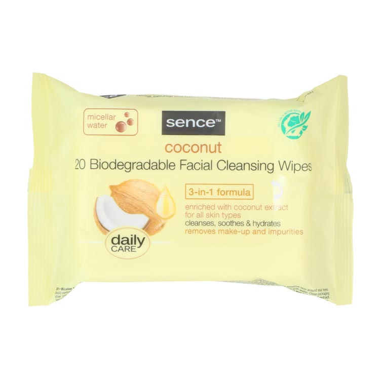 SENCE FACIAL CLEANSING WIPES COCONUT