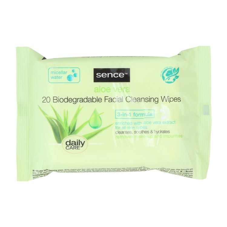 SENCE FACIAL CLEANSING WIPES ALOE VERA
