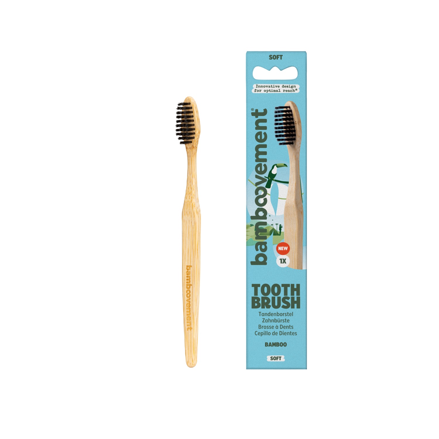 BAMBOOVEMENT BAMBOE TANDENBORSTEL ZACHT ZWART