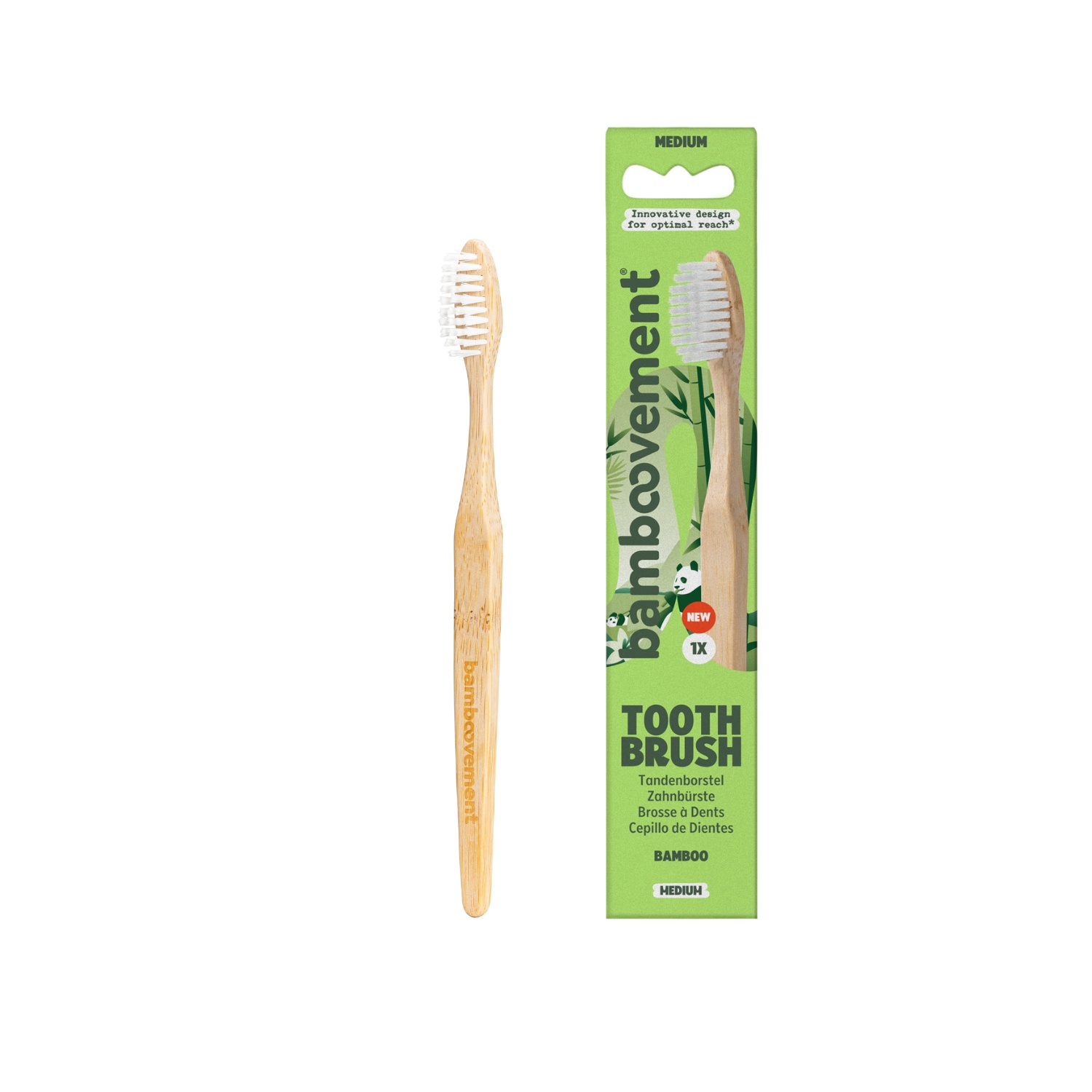 BAMBOOVEMENT BAMBOE TANDENBORSTEL MEDIUM WIT