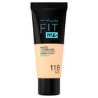 MAYBELLINE FOUNDATION  FIT ME MATTE   PORELESS 118 NUDE